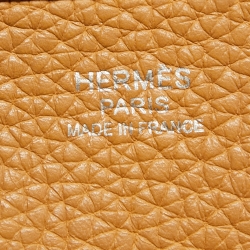 Pre Owned Hermes Natural Sable Taurillon Clemence Leather Evelyne III GM Bag