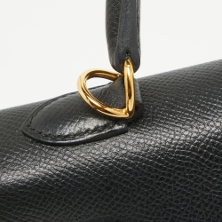 Hermes Noir Epsom Leather Gold Finish Kelly Sellier 25 Bag
