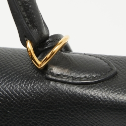Hermes Noir Epsom Leather Gold Finish Kelly Sellier 25 Bag