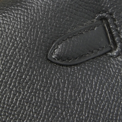 Hermes Noir Epsom Leather Gold Finish Kelly Sellier 25 Bag