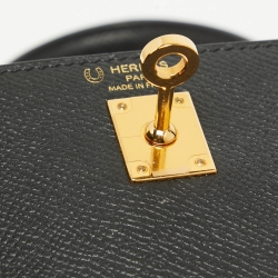 Hermes Noir Epsom Leather Gold Finish Kelly Sellier 25 Bag