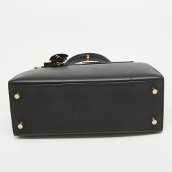 Hermes Noir Epsom Leather Gold Finish Kelly Sellier 25 Bag