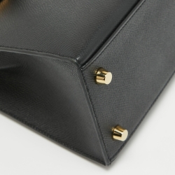 Hermes Noir Epsom Leather Gold Finish Kelly Sellier 25 Bag