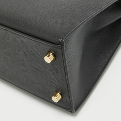 Hermes Noir Epsom Leather Gold Finish Kelly Sellier 25 Bag