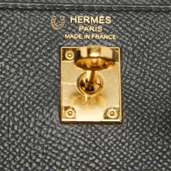 Hermes Noir Epsom Leather Gold Finish Kelly Sellier 25 Bag
