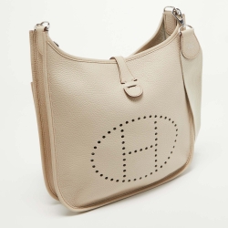 Pre Owned Hermes Parchemin Taurillon Clemence Leather Evelyne III PM Bag
