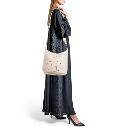 Pre Owned Hermes Parchemin Taurillon Clemence Leather Evelyne III PM Bag
