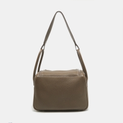 Pre Owned Hermes Taupe Taurillon Clemence Leather Palladium Finish Lindy 26 Bag