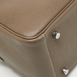 Pre Owned Hermes Taupe Taurillon Clemence Leather Palladium Finish Lindy 26 Bag