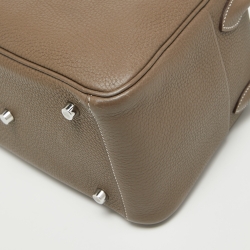 Pre Owned Hermes Taupe Taurillon Clemence Leather Palladium Finish Lindy 26 Bag