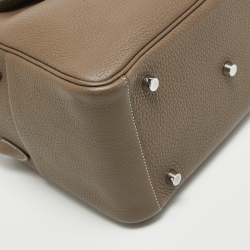 Pre Owned Hermes Taupe Taurillon Clemence Leather Palladium Finish Lindy 26 Bag