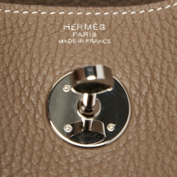 Pre Owned Hermes Taupe Taurillon Clemence Leather Palladium Finish Lindy 26 Bag