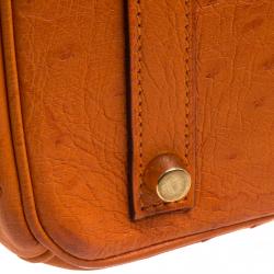Hermes Tangerine Ostrich Leather Gold Hardware Birkin 30 Bag