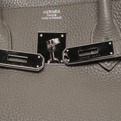 Hermes Etain Taurillon Clemence Palladium Finish Birkin 35 Bag