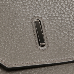 Hermes Etain Taurillon Clemence Palladium Finish Birkin 35 Bag