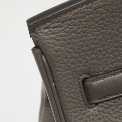 Hermes Etain Taurillon Clemence Palladium Finish Birkin 35 Bag