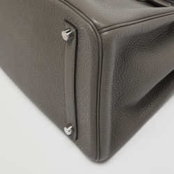 Hermes Etain Taurillon Clemence Palladium Finish Birkin 35 Bag