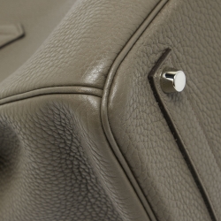 Hermes Etain Taurillon Clemence Palladium Finish Birkin 35 Bag