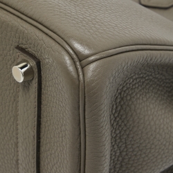 Hermes Etain Taurillon Clemence Palladium Finish Birkin 35 Bag
