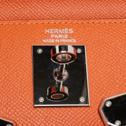Hermes Feu Epsom Leather Palladium Finish Kelly Sellier 32 Bag
