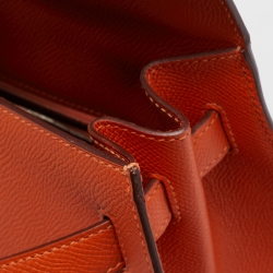 Hermes Feu Epsom Leather Palladium Finish Kelly Sellier 32 Bag