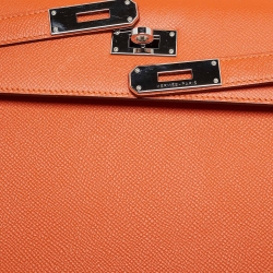Hermes Feu Epsom Leather Palladium Finish Kelly Sellier 32 Bag