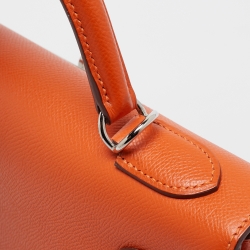 Hermes Feu Epsom Leather Palladium Finish Kelly Sellier 32 Bag
