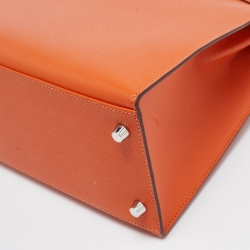 Hermes Feu Epsom Leather Palladium Finish Kelly Sellier 32 Bag