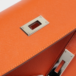 Hermes Feu Epsom Leather Palladium Finish Kelly Sellier 32 Bag