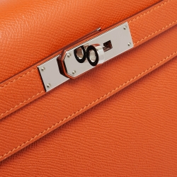 Hermes Feu Epsom Leather Palladium Finish Kelly Sellier 32 Bag