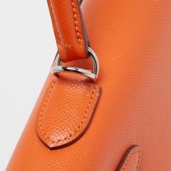 Hermes Feu Epsom Leather Palladium Finish Kelly Sellier 32 Bag