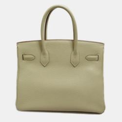 Hermes White Leather Togo Birkin 30 Bag