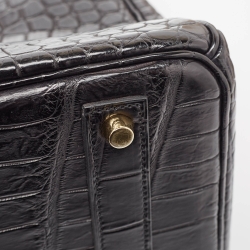 Hermes Black Crocodile Gold Finish Birkin 40 Bag