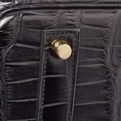 Hermes Black Crocodile Gold Finish Birkin 40 Bag