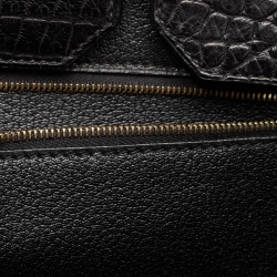 Hermes Black Crocodile Gold Finish Birkin 40 Bag