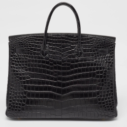 Hermes Black Crocodile Gold Finish Birkin 40 Bag