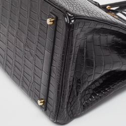 Hermes Black Crocodile Gold Finish Birkin 40 Bag