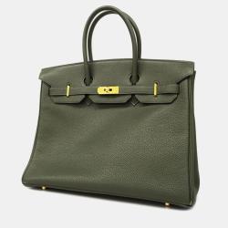 Hermes Green Togo Leather Birkin 35 Tote Bag