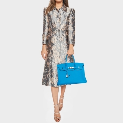 Hermès Bleu Zanzibar/Malachite Togo Leather Palladium Finish Birkin 35 Bag