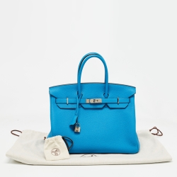 Hermès Bleu Zanzibar/Malachite Togo Leather Palladium Finish Birkin 35 Bag
