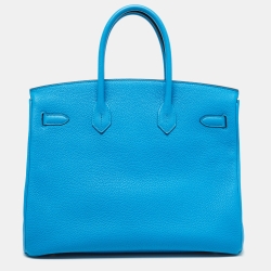 Hermès Bleu Zanzibar/Malachite Togo Leather Palladium Finish Birkin 35 Bag