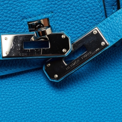 Hermès Bleu Zanzibar/Malachite Togo Leather Palladium Finish Birkin 35 Bag