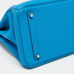 Hermès Bleu Zanzibar/Malachite Togo Leather Palladium Finish Birkin 35 Bag