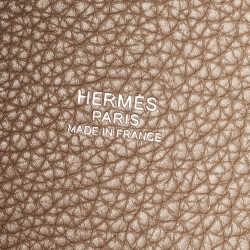 Pre Owned Hermes Taupe Grey Taurillon Clemence Leather Picotin Lock 22 Bag