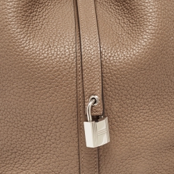 Pre Owned Hermes Taupe Grey Taurillon Clemence Leather Picotin Lock 22 Bag