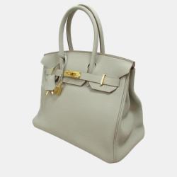 Hermes White Leather Togo Birkin 30 Handbag