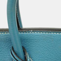 Hermes Blue Jean Taurillon Clemence Leather Birkin 35 Tote Bag