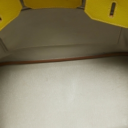 Hermes Soufre/Gris Perle Epsom Leather Palladium Finish Birkin 35 Bag