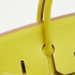 Hermes Soufre/Gris Perle Epsom Leather Palladium Finish Birkin 35 Bag