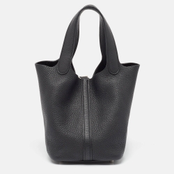 مملوكة مسبقًا Hermès Noir Taurillon Clemence Leather Picotin Lock 18 Bag